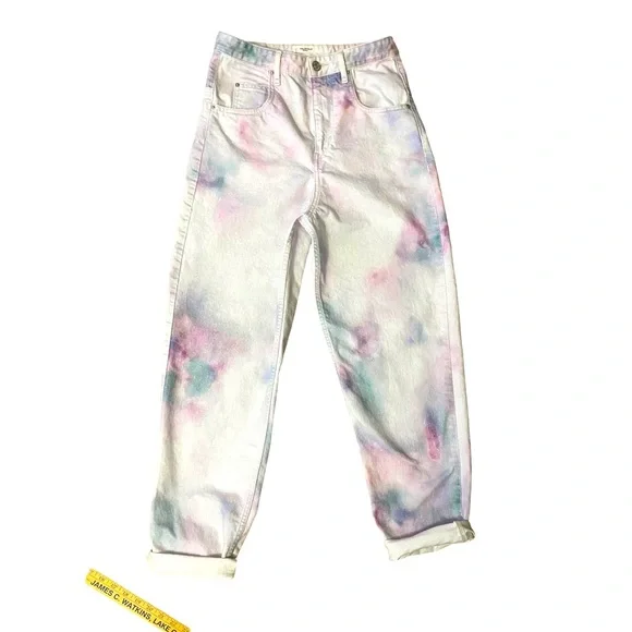 Isabel Marant Étoile Tie-Dye High Waisted Jeans Denim Pastel Cotton Batik - Picture 7 of 16